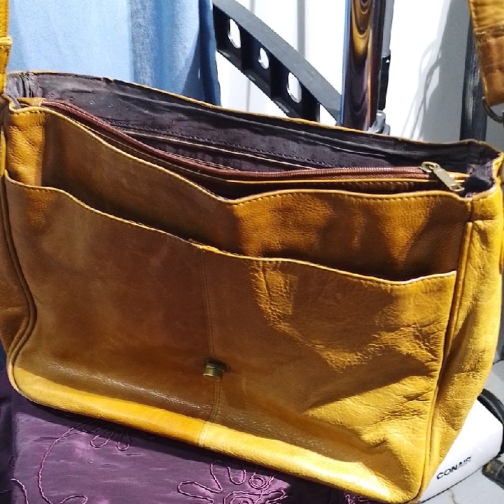 Chic Brown Leather Shoulder Bag/ Briefcase ,butter soft Made In Indian